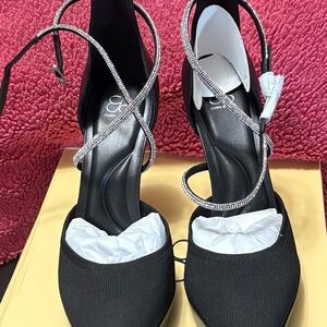 Chic Black Heels with Sparkling Straps